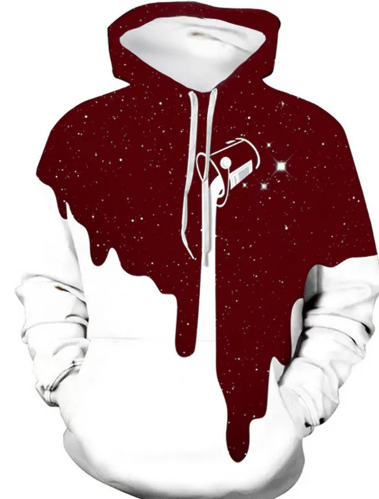 Online OUKU Men's Graphic Color Block Starry Sky Milk Cup Hoodie Hoodies Sweatshirt Casual Hooded Daily Black Yellow Designer