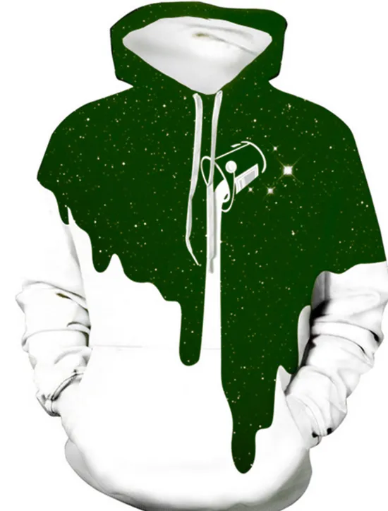 Online OUKU Men's Graphic Color Block Starry Sky Milk Cup Hoodie Hoodies Sweatshirt Casual Hooded Daily Black Yellow Designer