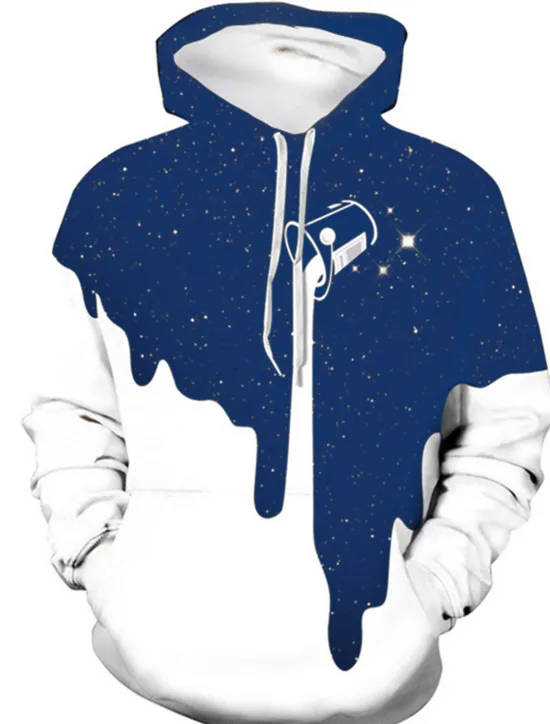 Online OUKU Men's Graphic Color Block Starry Sky Milk Cup Hoodie Hoodies Sweatshirt Casual Hooded Daily Black Yellow Designer