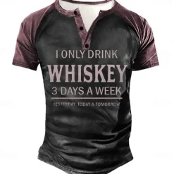 Discount OUKU Men's Graphic Color Block Letter T shirt Henley Shirt Tee Short Sleeve 3D Print Designer Basic Classic Outdoor Daily Sports Summer Black Blue Purple Green Henley Henley T-Shirt