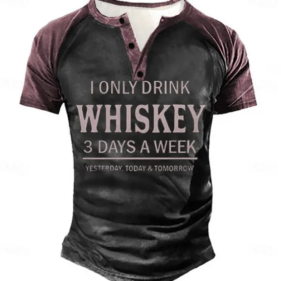 Discount OUKU Men's Graphic Color Block Letter T shirt Henley Shirt Tee Short Sleeve 3D Print Designer Basic Classic Outdoor Daily Sports Summer Black Blue Purple Green Henley Henley T-Shirt