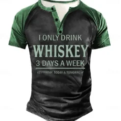 Discount OUKU Men's Graphic Color Block Letter T shirt Henley Shirt Tee Short Sleeve 3D Print Designer Basic Classic Outdoor Daily Sports Summer Black Blue Purple Green Henley Henley T-Shirt