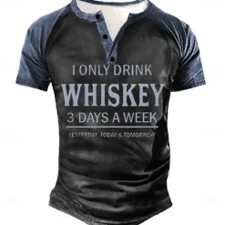 Discount OUKU Men's Graphic Color Block Letter T shirt Henley Shirt Tee Short Sleeve 3D Print Designer Basic Classic Outdoor Daily Sports Summer Black Blue Purple Green Henley Henley T-Shirt