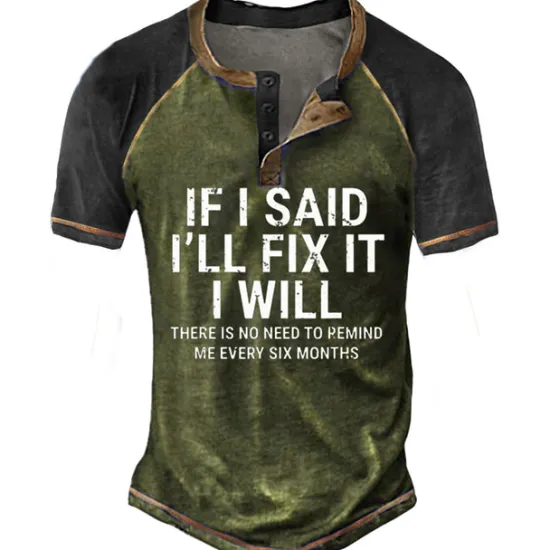 OUKU Men's Graphic Color Block Letter Henley Shirt Tee Short Sleeve 3D Print Fashion Designer Comfortable Outdoor Casual Daily Summer Black Blue Brown Green Henley Henley T-Shirt