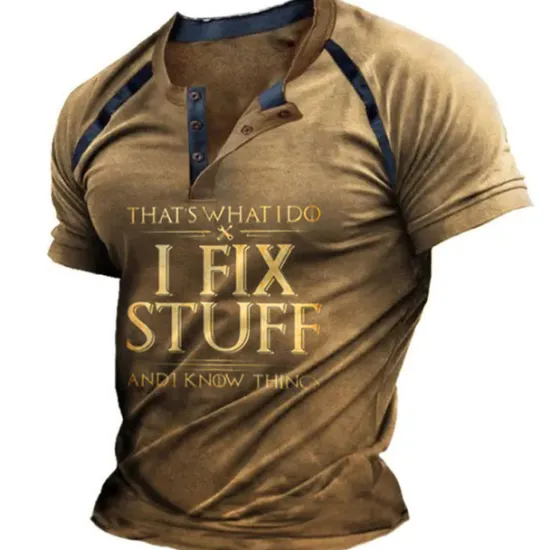 Clearance OUKU Men's Graphic Color Block Letter Henley Shirt Tee Short Sleeve 3D Print Fashion Designer Comfortable Outdoor Casual Daily Summer Black Khaki Army Green Dark Blue Dark Gray Henley Henley T-Shirt