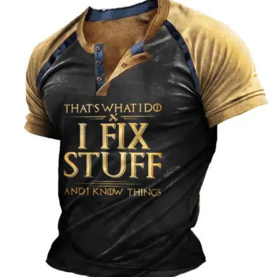 Clearance OUKU Men's Graphic Color Block Letter Henley Shirt Tee Short Sleeve 3D Print Fashion Designer Comfortable Outdoor Casual Daily Summer Black Khaki Army Green Dark Blue Dark Gray Henley Henley T-Shirt