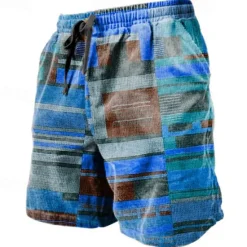 Sale OUKU Men's Graphic Color Block Stripe Shorts Summer Shorts Beach Shorts Mid Waist Streetwear Hawaiian Designer Casual Daily Holiday Drawstring Elastic Waist 3D Print Designer Clothing Apparel