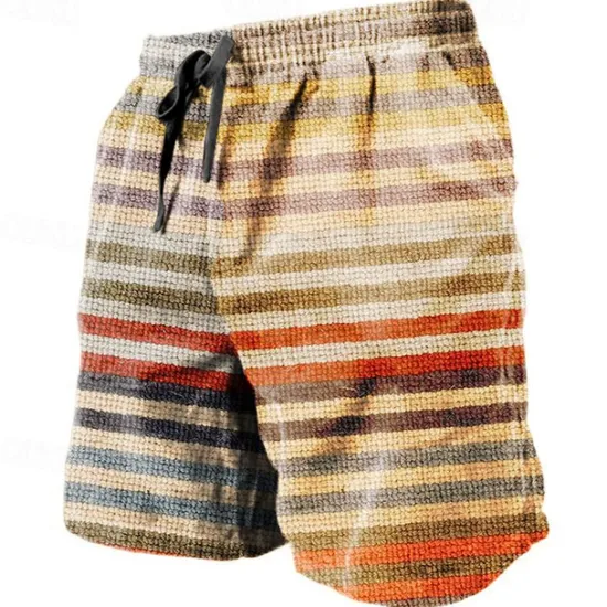 Sale OUKU Men's Graphic Color Block Stripe Shorts Summer Shorts Beach Shorts Mid Waist Streetwear Hawaiian Designer Casual Daily Holiday Drawstring Elastic Waist 3D Print Designer Clothing Apparel