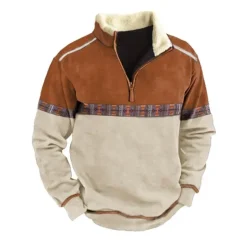Best OUKU Men's Graphic Color Block Tribal Sweatshirts Sweatshirt Zip Sweatshirt Long Sleeve Sweatshirt Quarter Zip Daily Basic Casual 3D Print Vacation Holiday Going out Print Fleece Fall & Winter