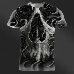 Discount OUKU Men's Graphic Cool Skulls T Shirt Tee Top Short Sleeve T shirt 3D Print Crew Neck Shirt Daily Designer Retro Vintage Sports Outdoor Holiday Going out White Khaki Dark Gray Spring & Summer Clothing