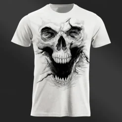 Discount OUKU Men's Graphic Cool Skulls T Shirt Tee Top Short Sleeve T shirt 3D Print Crew Neck Shirt Daily Designer Retro Vintage Sports Outdoor Holiday Going out White Khaki Dark Gray Spring & Summer Clothing