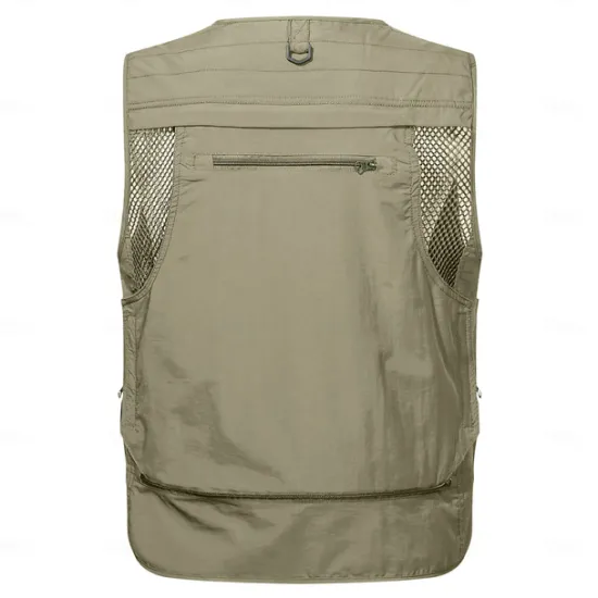 OUKU Men's Graphic Cow Vest Waistcoat Gilet Tactical Practical Removable Casual Sports Outdoor Fishing Photography Mesh Quick Dry Double Layered Fall Winter Collarless Sleeveless khaki Army Green