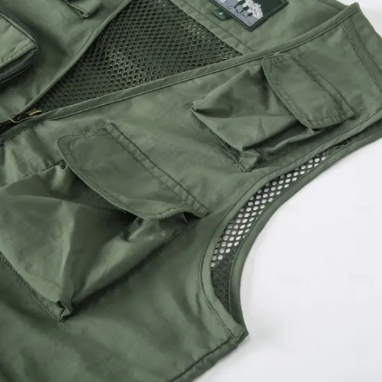 OUKU Men's Graphic Cow Vest Waistcoat Gilet Tactical Practical Removable Casual Sports Outdoor Fishing Photography Mesh Quick Dry Double Layered Fall Winter Collarless Sleeveless khaki Army Green