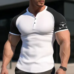 Sale OUKU Men's Graphic Cowboy T Shirt Henley Shirt Raglan T Shirt Short Sleeve 3D Print Sports Daily Outdoor Sports Outdoor Casual Going out Spring & Summer Black Burgundy Dark Blue Gray Henley Henley T-Shirt