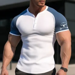 Sale OUKU Men's Graphic Cowboy T Shirt Henley Shirt Raglan T Shirt Short Sleeve 3D Print Sports Daily Outdoor Sports Outdoor Casual Going out Spring & Summer Black Burgundy Dark Blue Gray Henley Henley T-Shirt