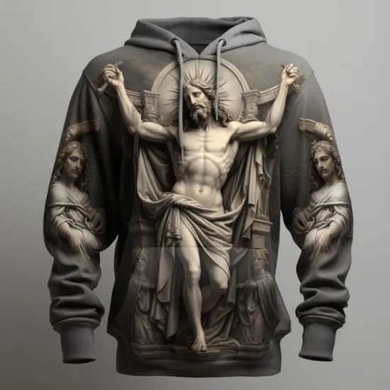 OUKU Men's Graphic Cross Faith Hoodie Hoodies Sweatshirt Fashion Daily Long Sleeve Hooded Vacation Sports Outdoor Holiday Black Khaki Print Front Pocket Spring & Fall Designer