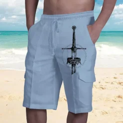 Outlet OUKU Men's Graphic Cross Shorts Summer Shorts Baggy Shorts Mid Waist Streetwear Designer Casual Daily Holiday Elastic Waist Drawstring Print Designer Clothing Apparel