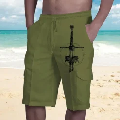 Outlet OUKU Men's Graphic Cross Shorts Summer Shorts Baggy Shorts Mid Waist Streetwear Designer Casual Daily Holiday Elastic Waist Drawstring Print Designer Clothing Apparel