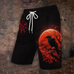 Outlet OUKU Men's Graphic Crow Swimming Trunks Board Shorts Swim Shorts Mid Waist Hawaiian Casual Outdoor Holiday Beach Drawstring with Mesh lining Elastic Waist Designer Clothing Apparel Wine