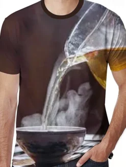Outlet OUKU Men's Graphic 3D Beer Shirt T Shirt Short Sleeve T shirt Round Neck Shirt Basic Going out Weekend Dark Grey A B Clothing Apparel Plus Size S M L XL 2XL 3XL 4XL