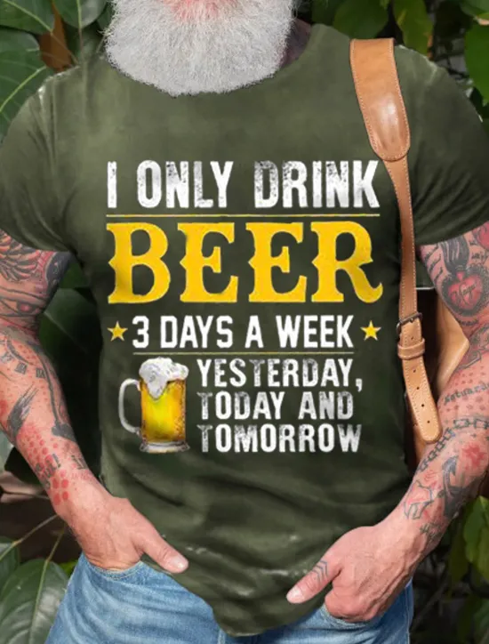 Outlet OUKU Men's Graphic 3D Beer Shirt T Shirt Short Sleeve T shirt Round Neck Shirt Basic Going out Weekend Dark Grey A B Clothing Apparel Plus Size S M L XL 2XL 3XL 4XL