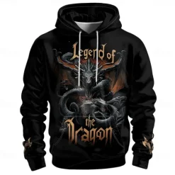 Clearance OUKU Men's Graphic Dark Hoodie Hoodies Sweatshirt Vacation Daily Long Sleeve Hooded Vacation Sports Outdoor Going out Printing Spring & Fall Designer Black