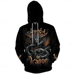 Clearance OUKU Men's Graphic Dark Hoodie Hoodies Sweatshirt Vacation Daily Long Sleeve Hooded Vacation Sports Outdoor Going out Printing Spring & Fall Designer Black
