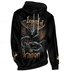 Clearance OUKU Men's Graphic Dark Hoodie Hoodies Sweatshirt Vacation Daily Long Sleeve Hooded Vacation Sports Outdoor Going out Printing Spring & Fall Designer Black