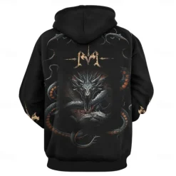 Clearance OUKU Men's Graphic Dark Hoodie Hoodies Sweatshirt Vacation Daily Long Sleeve Hooded Vacation Sports Outdoor Going out Printing Spring & Fall Designer Black