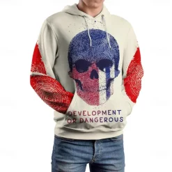Sale OUKU Men's Graphic Dark Hoodie Hoodies Sweatshirt Vacation Daily Long Sleeve Hooded Vacation Sports Outdoor Going out Printing Winter Spring & Fall Designer Beige