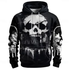 Discount OUKU Men's Graphic Dark Hoodie Hoodies Sweatshirt Vacation Daily Long Sleeve Hooded Vacation Sports Outdoor Going out Printing Winter Spring & Fall Designer Black