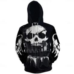 Discount OUKU Men's Graphic Dark Hoodie Hoodies Sweatshirt Vacation Daily Long Sleeve Hooded Vacation Sports Outdoor Going out Printing Winter Spring & Fall Designer Black