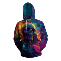 Best OUKU Men's Graphic Dark Hoodie Hoodies Sweatshirt Vacation Daily Long Sleeve Hooded Vacation Sports Outdoor Going out Printing Winter Spring & Fall Designer Rainbow