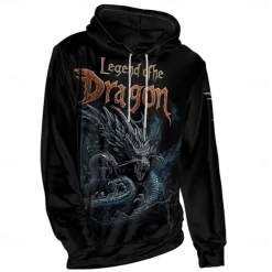 Best OUKU Men's Graphic Dark Hoodie Hoodies Sweatshirt Vacation Daily Long Sleeve Hooded Vacation Sports Outdoor Going out Printing Spring & Fall Designer Black