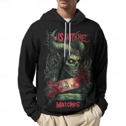 Clearance OUKU Men's Graphic Dark Hoodie Hoodies Sweatshirt Vacation Daily Long Sleeve Hooded Vacation Sports Outdoor Going out Printing Spring & Fall Designer Black