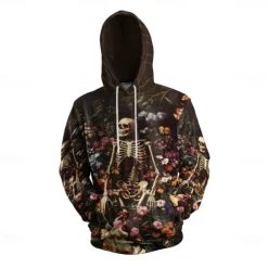 Hot OUKU Men's Graphic Dark Hoodie Hoodies Sweatshirt Vacation Daily Long Sleeve Hooded Vacation Sports Outdoor Going out Printing Winter Spring & Fall Designer Brown