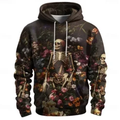Hot OUKU Men's Graphic Dark Hoodie Hoodies Sweatshirt Vacation Daily Long Sleeve Hooded Vacation Sports Outdoor Going out Printing Winter Spring & Fall Designer Brown