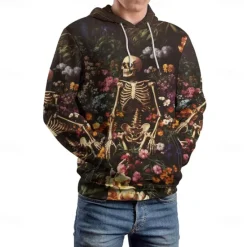 Hot OUKU Men's Graphic Dark Hoodie Hoodies Sweatshirt Vacation Daily Long Sleeve Hooded Vacation Sports Outdoor Going out Printing Winter Spring & Fall Designer Brown