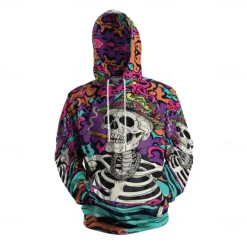 Hot OUKU Men's Graphic Dark Hoodie Hoodies Sweatshirt Vacation Daily Long Sleeve Hooded Vacation Sports Outdoor Going out Printing Winter Spring & Fall Designer Purple