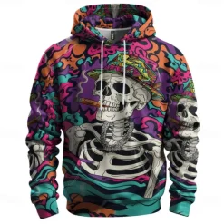 Hot OUKU Men's Graphic Dark Hoodie Hoodies Sweatshirt Vacation Daily Long Sleeve Hooded Vacation Sports Outdoor Going out Printing Winter Spring & Fall Designer Purple