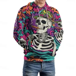 Hot OUKU Men's Graphic Dark Hoodie Hoodies Sweatshirt Vacation Daily Long Sleeve Hooded Vacation Sports Outdoor Going out Printing Winter Spring & Fall Designer Purple