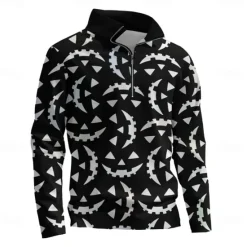OUKU Men's Graphic Dark Hoodies Daily Casual Long Sleeve Stand Collar Vacation Going out Streetwear Print Spring & Fall Designer Black