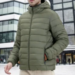 OUKU Men's Graphic Denim Coat Parka Casual Daily Holiday Going out Print Fall & Winter Hooded Long Sleeve Black Army Green Dark Blue