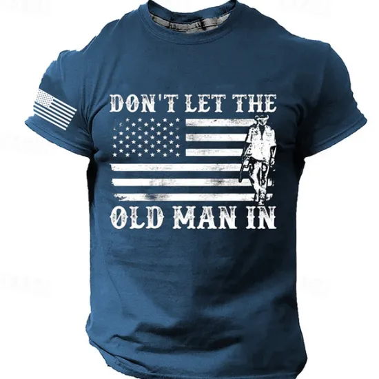 Discount OUKU Men's Graphic Don't Let The Old Man In T Shirt Short Sleeve T shirt 3D Print Crew Neck Shirt Retro Vintage Casual Street Style Sports Outdoor Holiday Going out