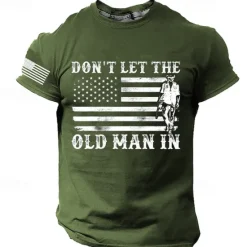 Discount OUKU Men's Graphic Don't Let The Old Man In T Shirt Short Sleeve T shirt 3D Print Crew Neck Shirt Retro Vintage Casual Street Style Sports Outdoor Holiday Going out