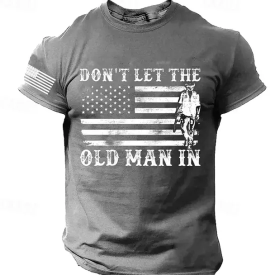 Discount OUKU Men's Graphic Don't Let The Old Man In T Shirt Short Sleeve T shirt 3D Print Crew Neck Shirt Retro Vintage Casual Street Style Sports Outdoor Holiday Going out