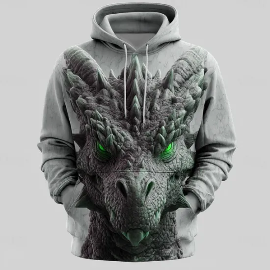 Hot OUKU Men's Graphic Dragon Hoodies Sweatshirt Cool Party Long Sleeve Crew Neck Club Streetwear Red Blue Drawstring 3D Print Fall Winter Designer