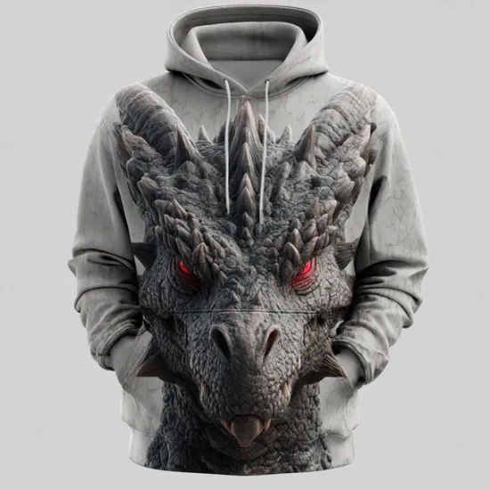 Hot OUKU Men's Graphic Dragon Hoodies Sweatshirt Cool Party Long Sleeve Crew Neck Club Streetwear Red Blue Drawstring 3D Print Fall Winter Designer