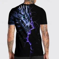 Clearance OUKU Men's Graphic Dragon T Shirt Short Sleeve T shirt 3D Print Crew Neck Shirt Designer Casual Street Style Sports Outdoor Holiday Going out Purple Brown Spring & Summer Clothing Apparel S M L XL 2XL 3XL
