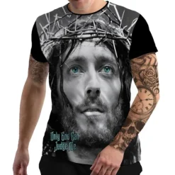 Sale OUKU Men's Graphic Faith T Shirt Short Sleeve T shirt 3D Print Crew Neck Shirt Vintage Fashion Designer Outdoor Daily Sports Black-White Black White+Black Spring & Summer Clothing Apparel S M L XL 2XL 3XL